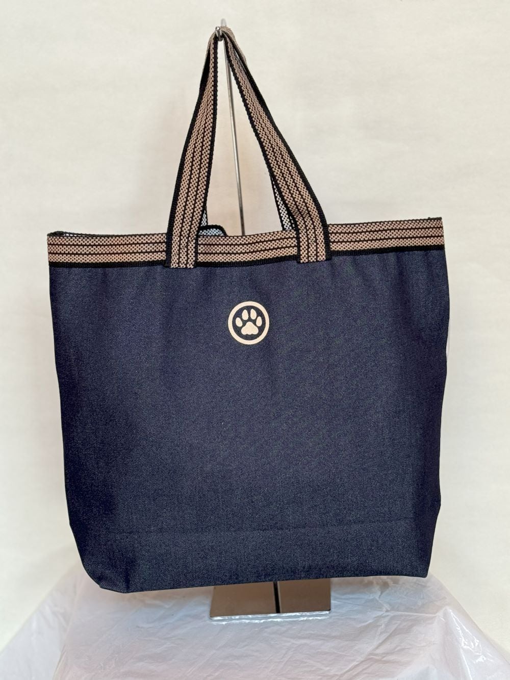 岡山デニム「にゃおとら」トートバッグ(A) Japanese denim tote bag (A