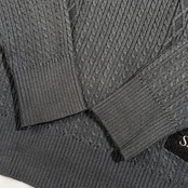 CUTTER & BUCK カッターアンドバック 肩キルト切替 ハーフジップ リブ ニット セーター サイズ L /ダークグレー系 紳士 ゴルフ ウェア