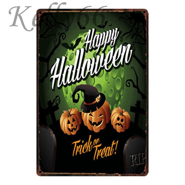 [Kelly66] ハッピーハロウィン金属サイン錫ポスター家の装飾バー壁アートの絵画 20*30 センチメートルサイズ y-1836