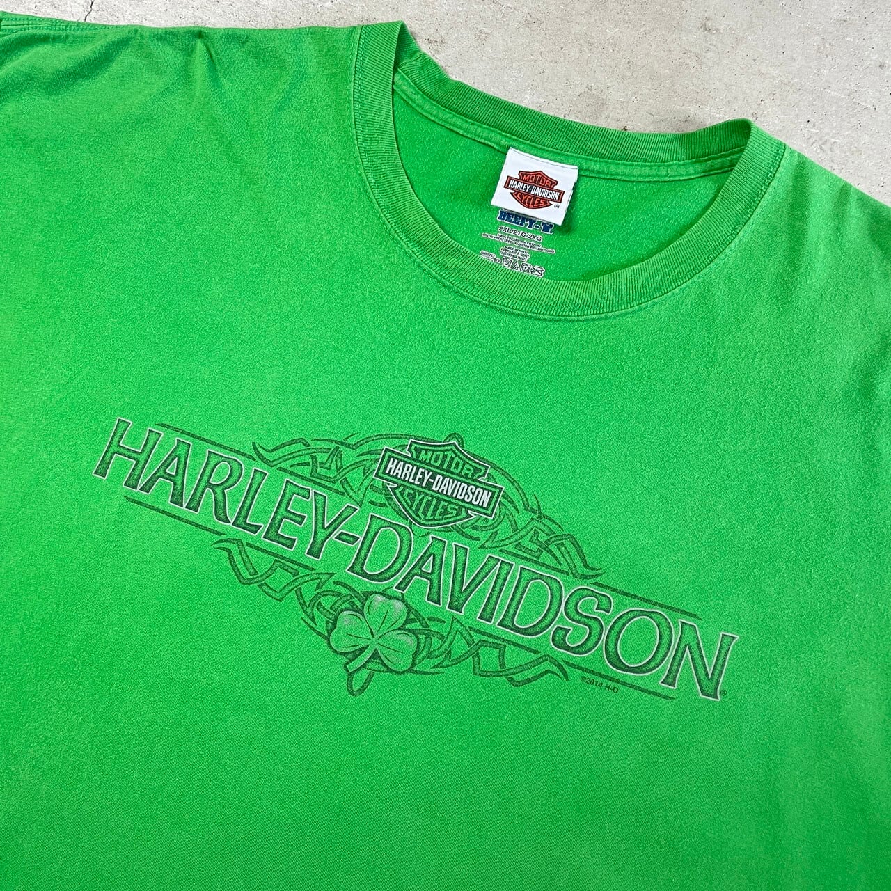 【激レア】ハーレーダビッドソン　Tシャツ　胸ロゴ　バックプリント　グリーン