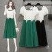 【大きいサイズL-4XL】ファッションワンピース♪グリーン/ブラック2色展開◆sertc-271327