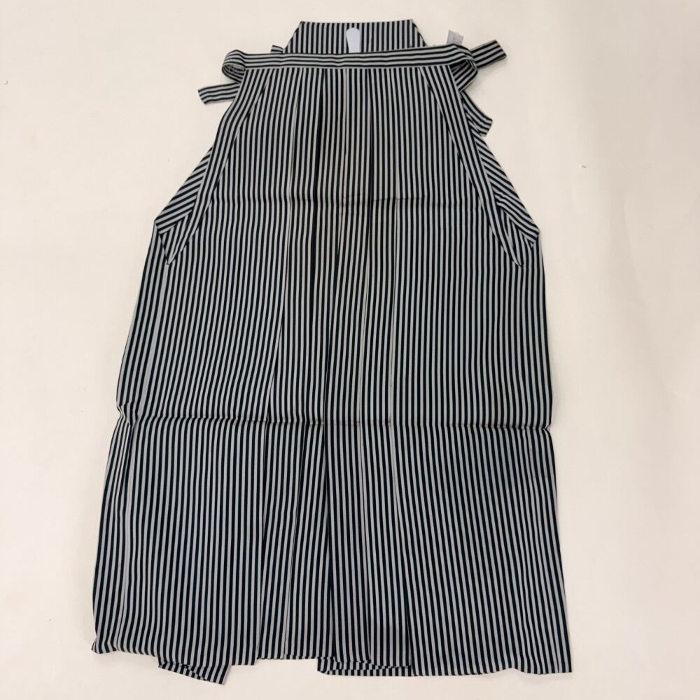 袴 行灯袴 男袴 紐下丈87cm L size 男性用袴 成人式袴 黒 グレー 中古 6715