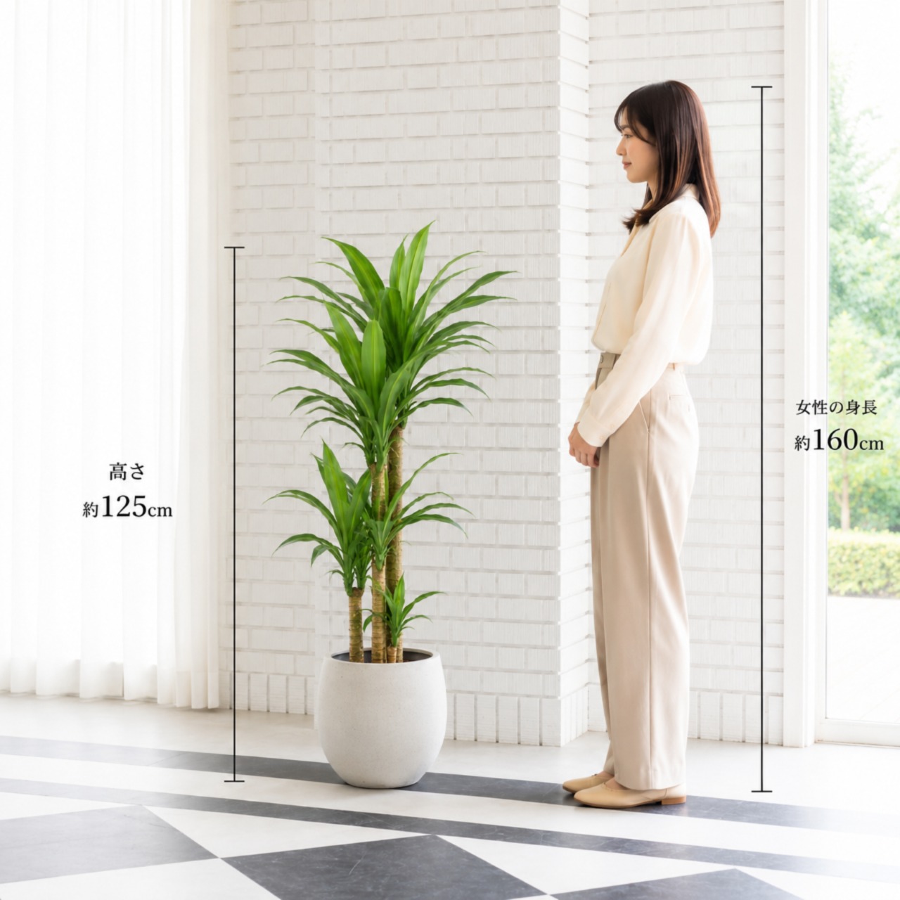 フェイクグリーン 大型 H125cm ドラセナ2本入 人工観葉植物 超リアル