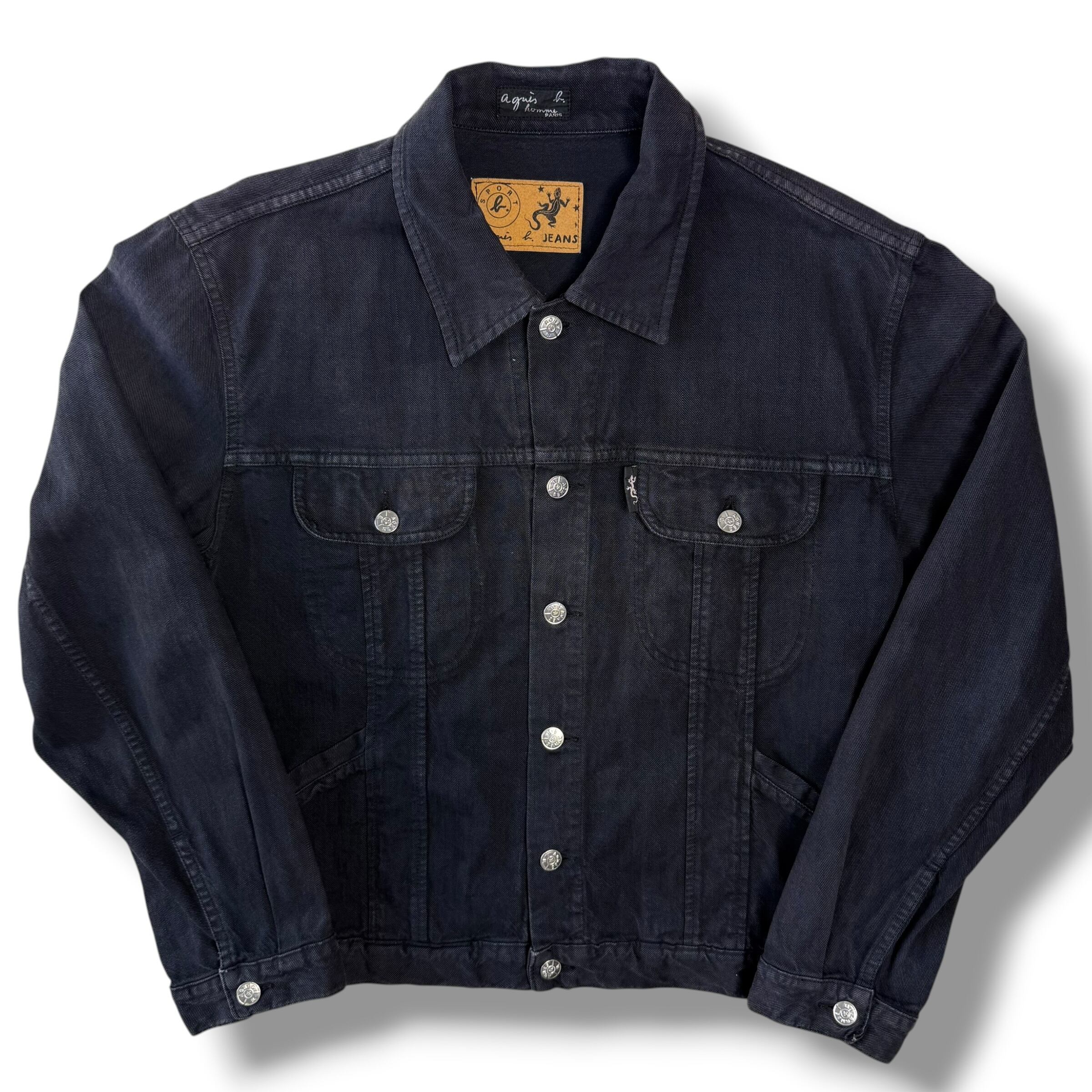 agnes b. black denim jacket made in France 90s | focus