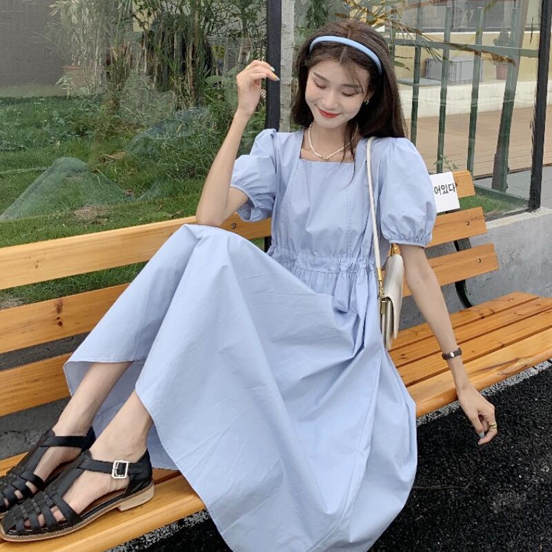 ブルースリーブドレス レディースサマーウェストロングスカート 夏物 スーパーモール39953995059