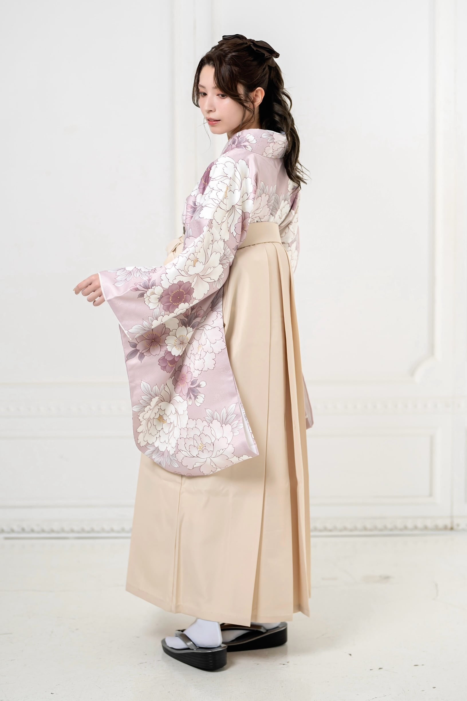 Kimono Sienne 卒業式袴3点セット くすみピンク 二尺袖着物 袴 ピンク