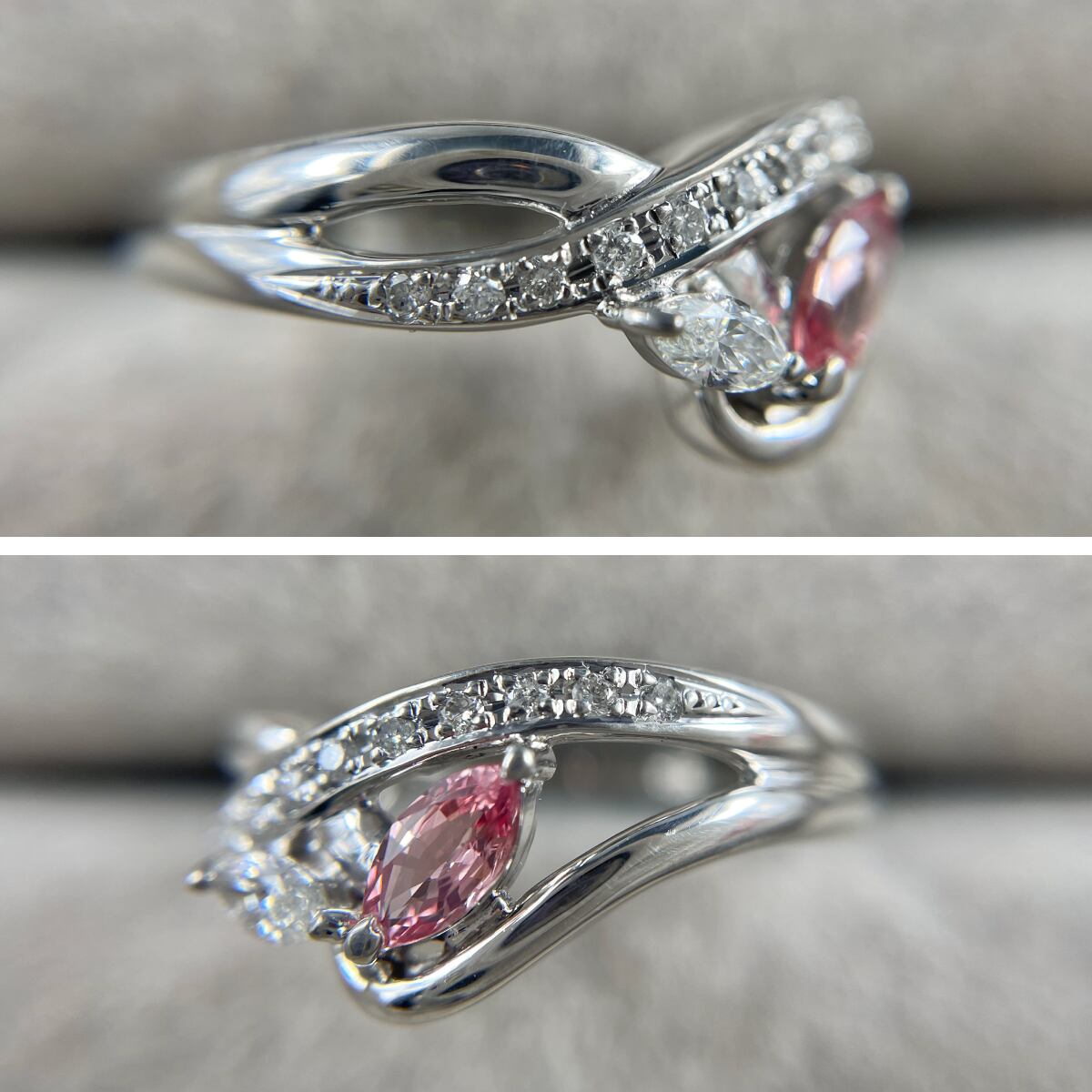 Pt900 天然パパラチアサファイア 0.255ct ダイヤモンド 0.17ct
