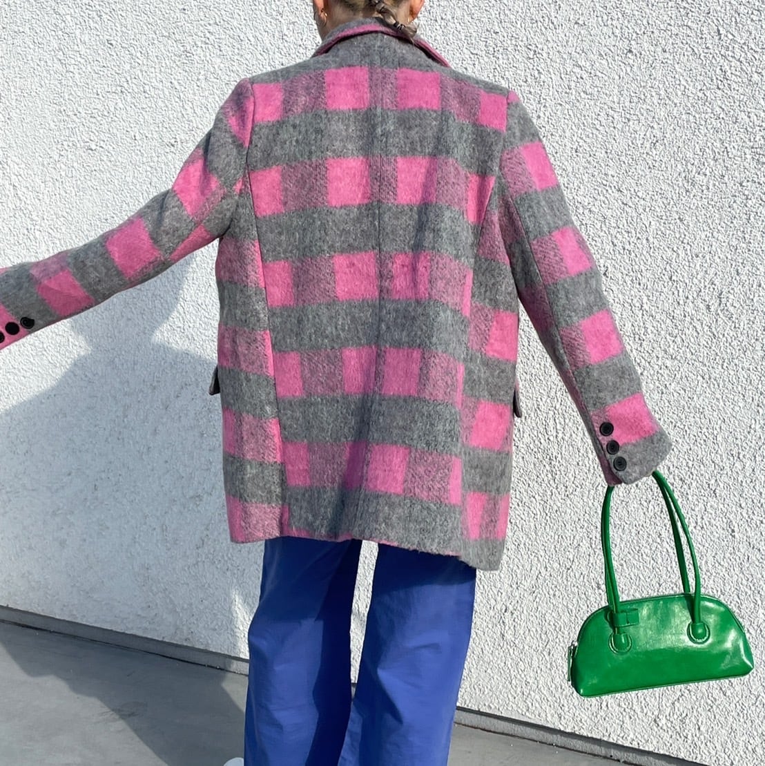 quilt lining check pattern jacket_LN0857