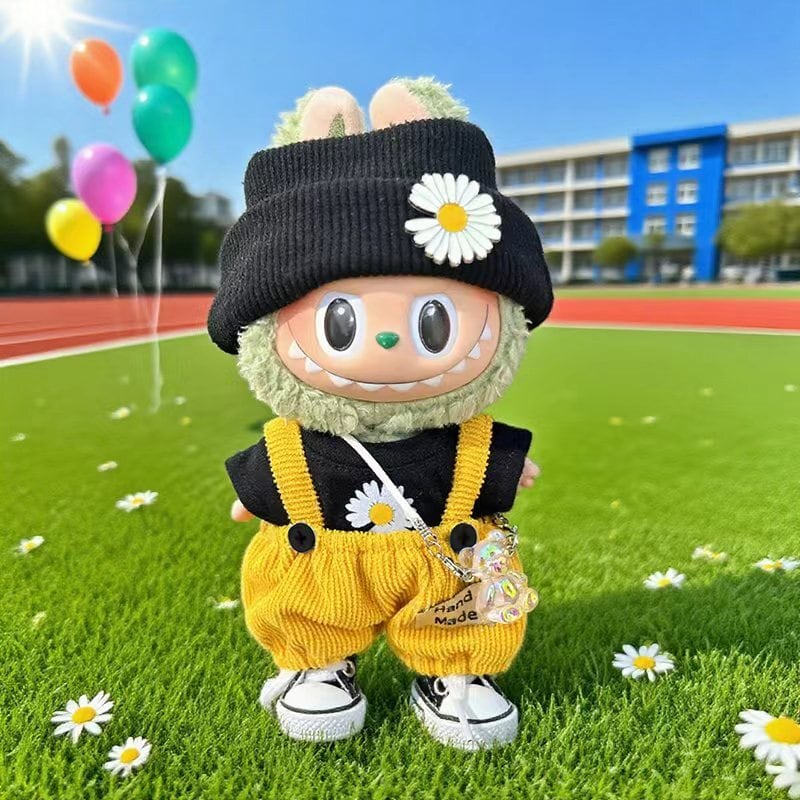 フレッシュで元気 おしゃれ着せ替え Labubu デイジーモチーフ 3ピースセット 17cm用 かわいらしく上品なデザイン