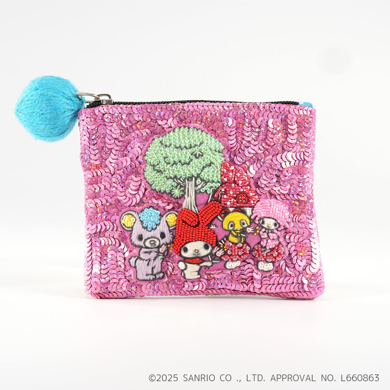 スパンコール刺繍ポーチ Hello Kitty / Bed | tamaobazaaar