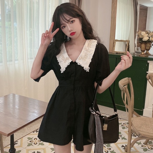 薄手カラーブラックスカート サマースリーブドレス 夏物 YY-ファッション98088715633