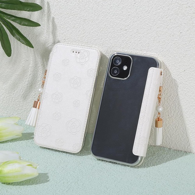 iPhone13 手帳型 スマホカバー 花柄 化粧鏡付き エンボス工芸 レザーケース iPhone13カバー 手帳型 6.1インチ対応 大人 かわいい 背面クリア iphone13 可愛いケース 薄型 軽い スペシャルな配色 カード収納付き 小銭入れ ストラップ付きケース 耐久性 耐衝撃 女性専用 爽やか アイフォン13 手帳型カバー 使いやすい プレミアム ホワイト