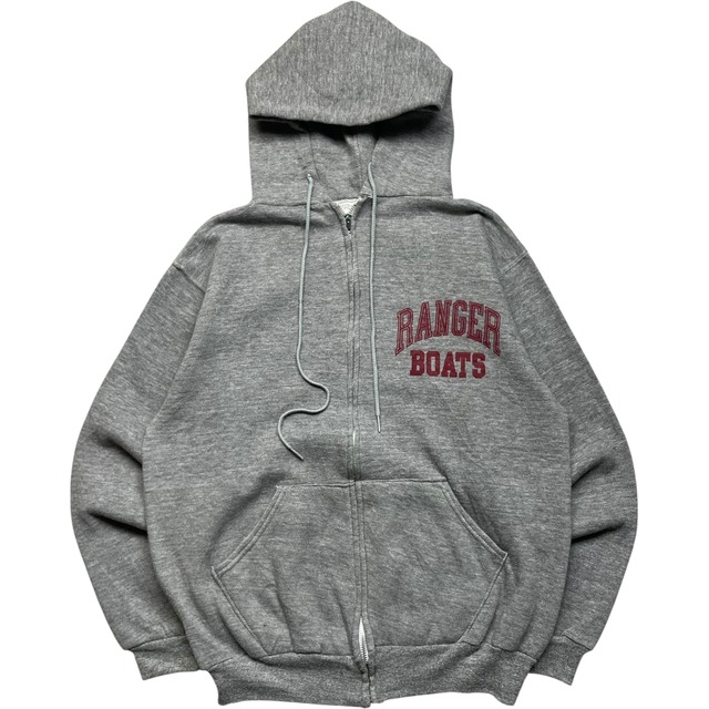 《M》russell athletic ラッセルアスレチック スウェット ジップパーカー フロントプリント グレー 70年代 vintage no.9266