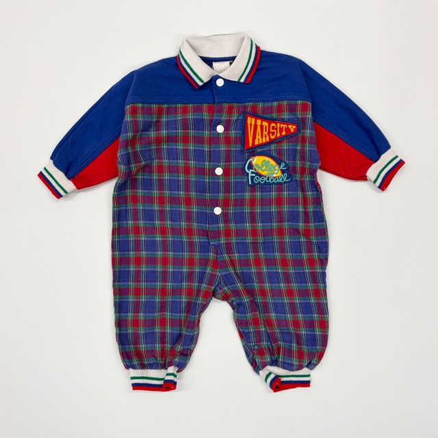 【6-9m】Varsity college football baby coverall バーシティ カレッジフットボール ベビー カバーオール オールインワン つなぎ