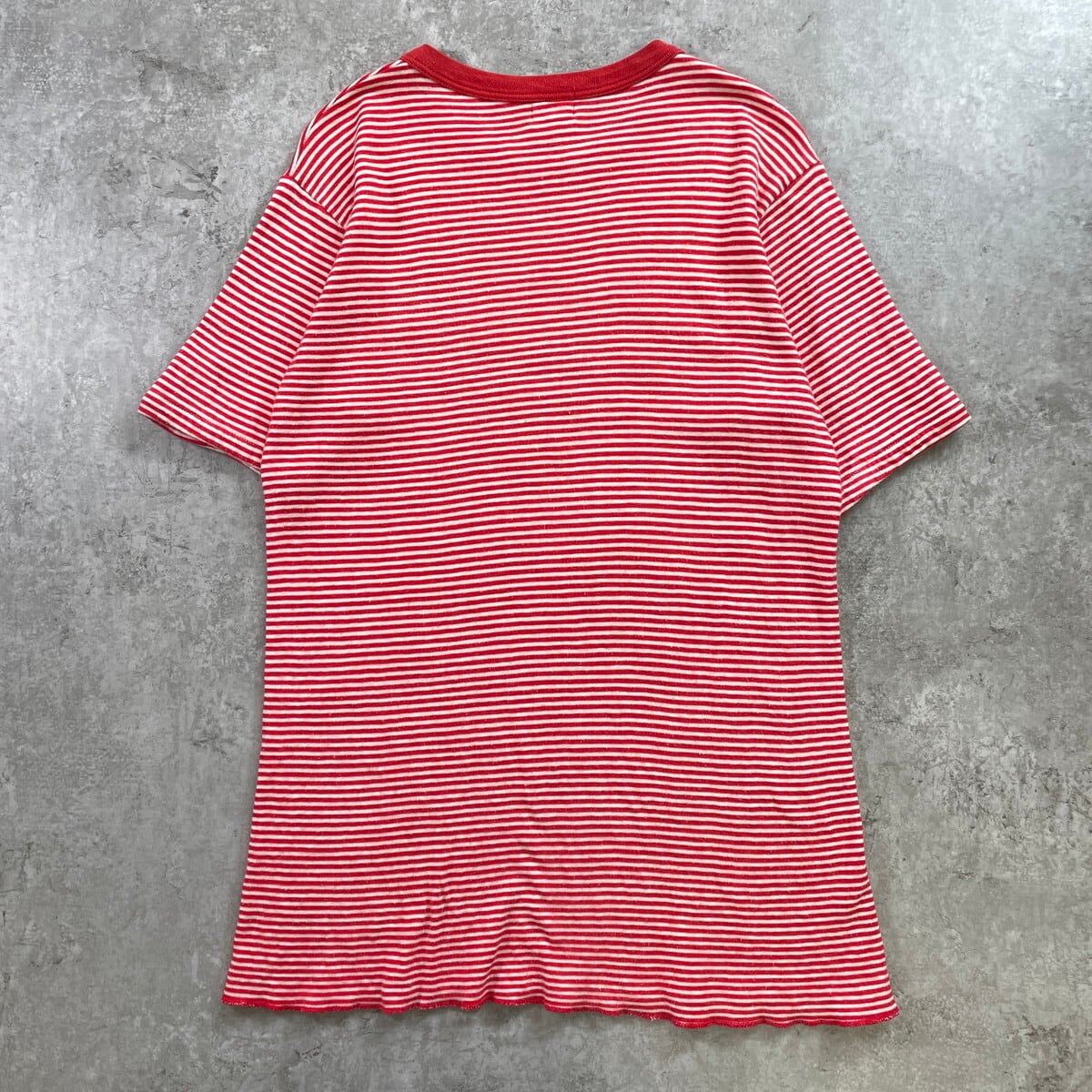 60年代~ DUOFOLD 2レイアー ボーダー ウール×コットン Tシャツ メンズM