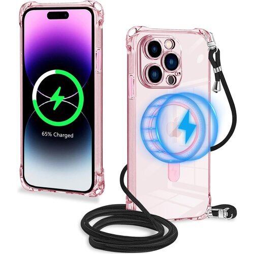 新品》 iPhone 15 Pro 用 ケース クリア ピンク MagSafe対応 