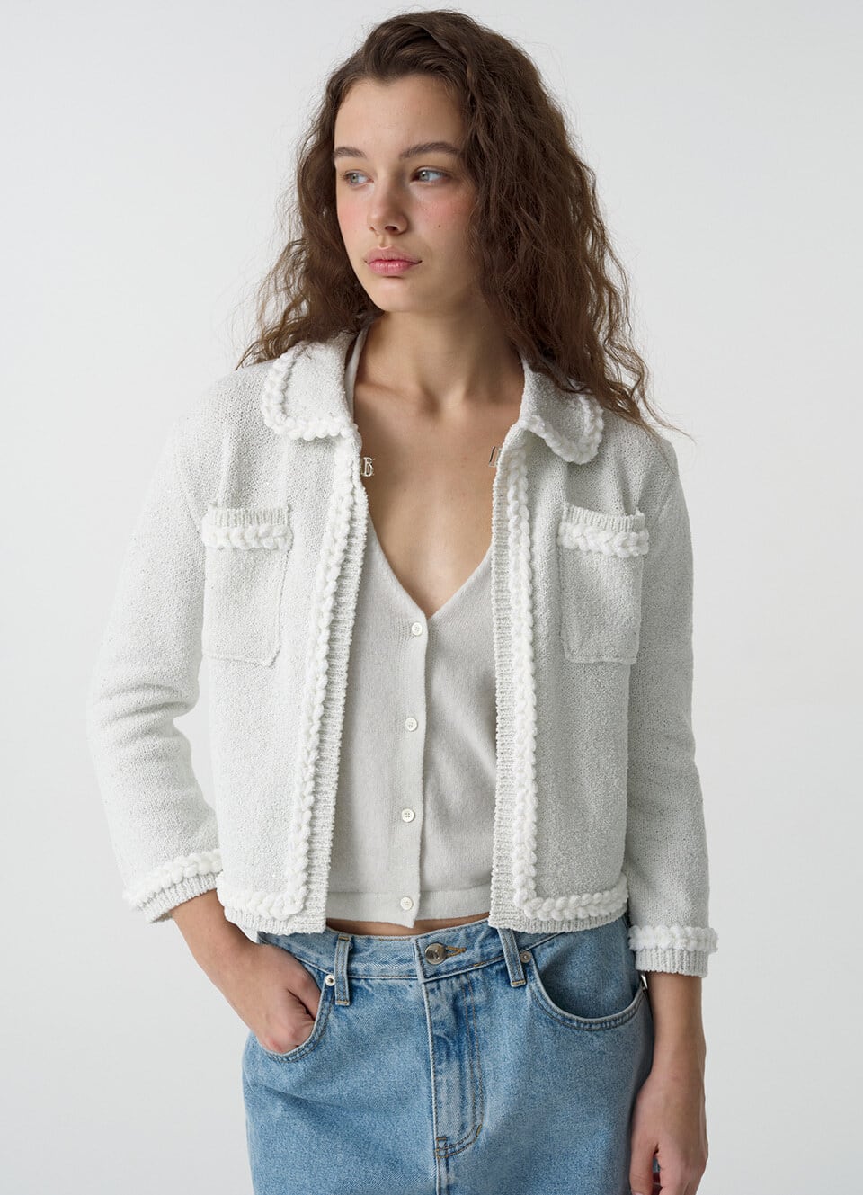 the barnnet ヴァネッサ　スパンコール　ブークレ　カーディガン The Barnnet] Vanessa Spangle Boucle Cardigan 正規品 韓国ブランド