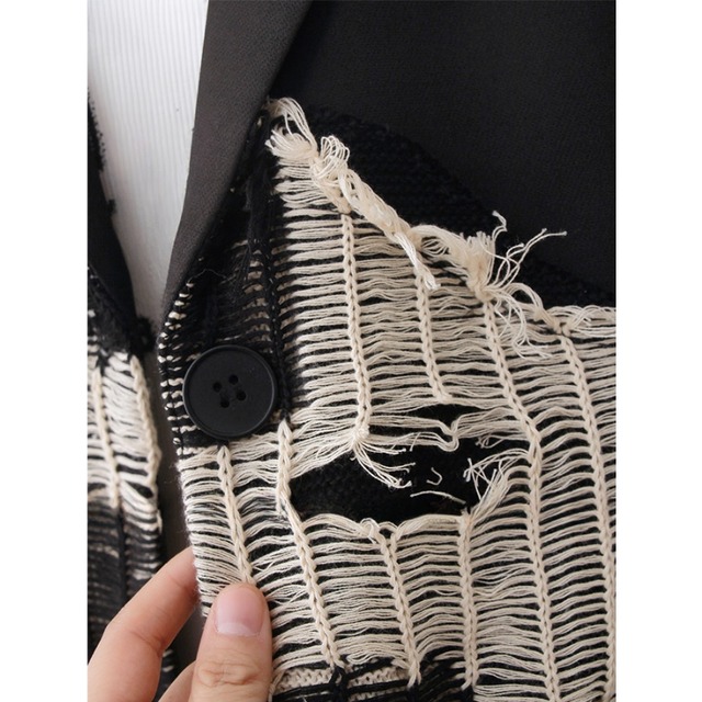 Frayed lace panel jacket C1245