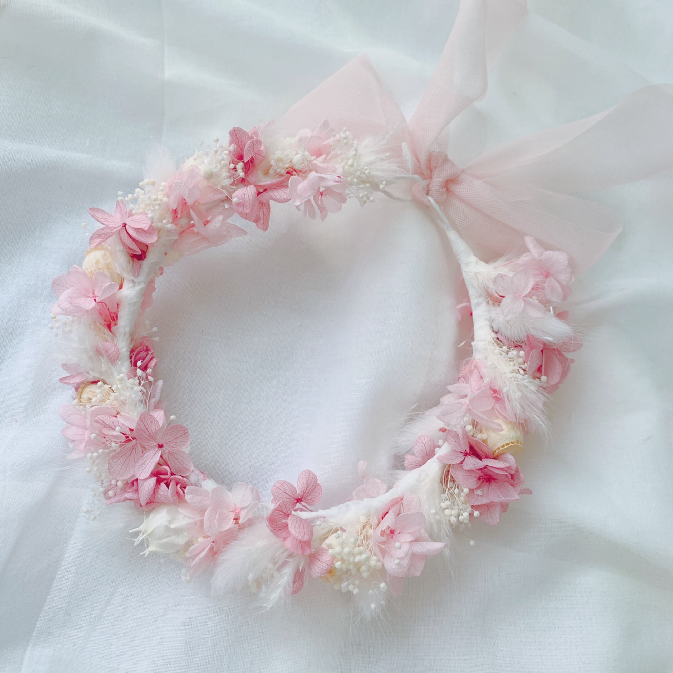 人気満点 プリザーブドフラワー 花冠 花かんむり リボンでサイズ調整可 ピンクブルー 花 木の実 枝葉 果実 Www Marfan Fr