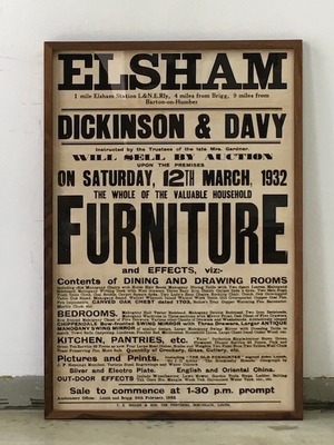 Vintage Auction Poster/ELSHAM "FURNITURE" (DICKINSON&DAVY)/1932s(通販限定)