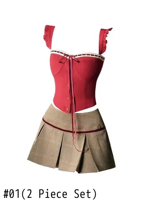 原宿 2000 年代美的衣装スカート 2 点セット ギャル オフショルダー