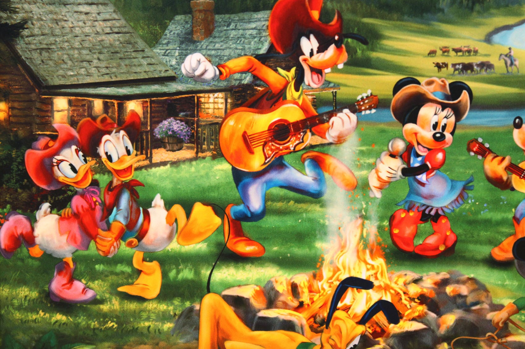 ディズニー絵画「ミッキー＆ミニー/ロッキー マウンテン ラウンド