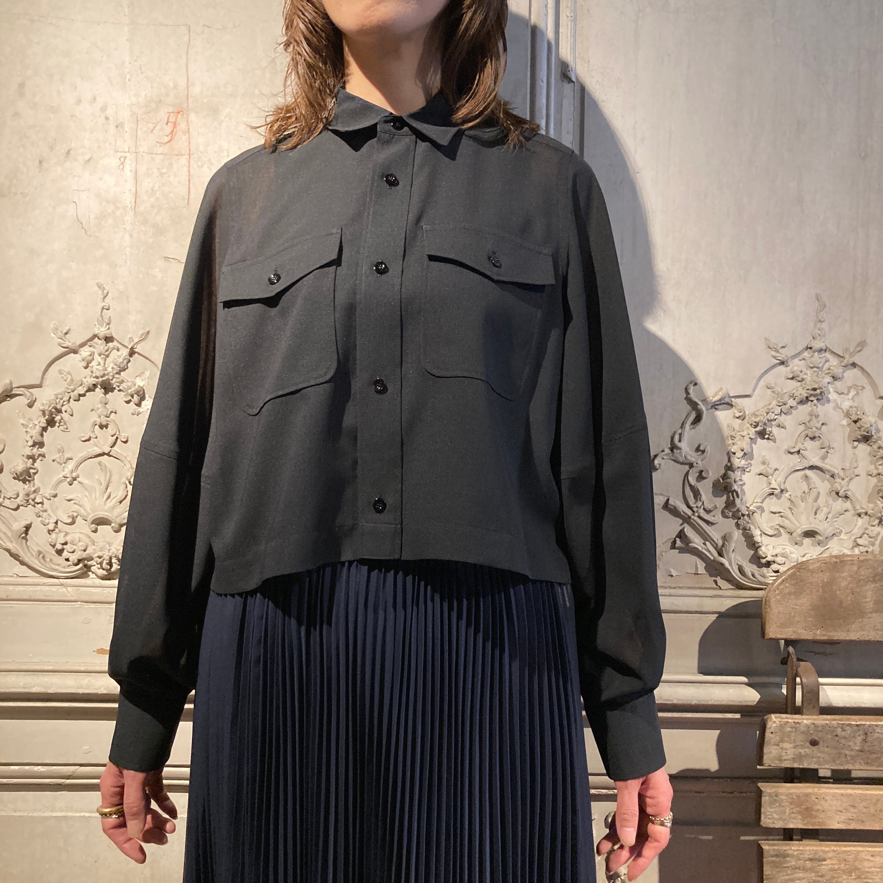 HYKE【ハイク】 T/W VOILE BALLOON SLEEVE CROPPED SHIRT (15257