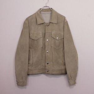 【Caka act2】Beige Color Vintage Suede Tracker Leather Jacket