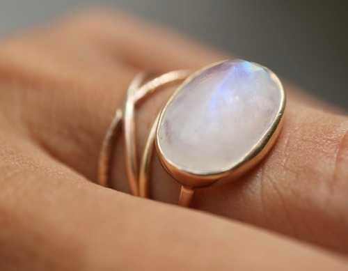 Rainbow Moonstone ring
