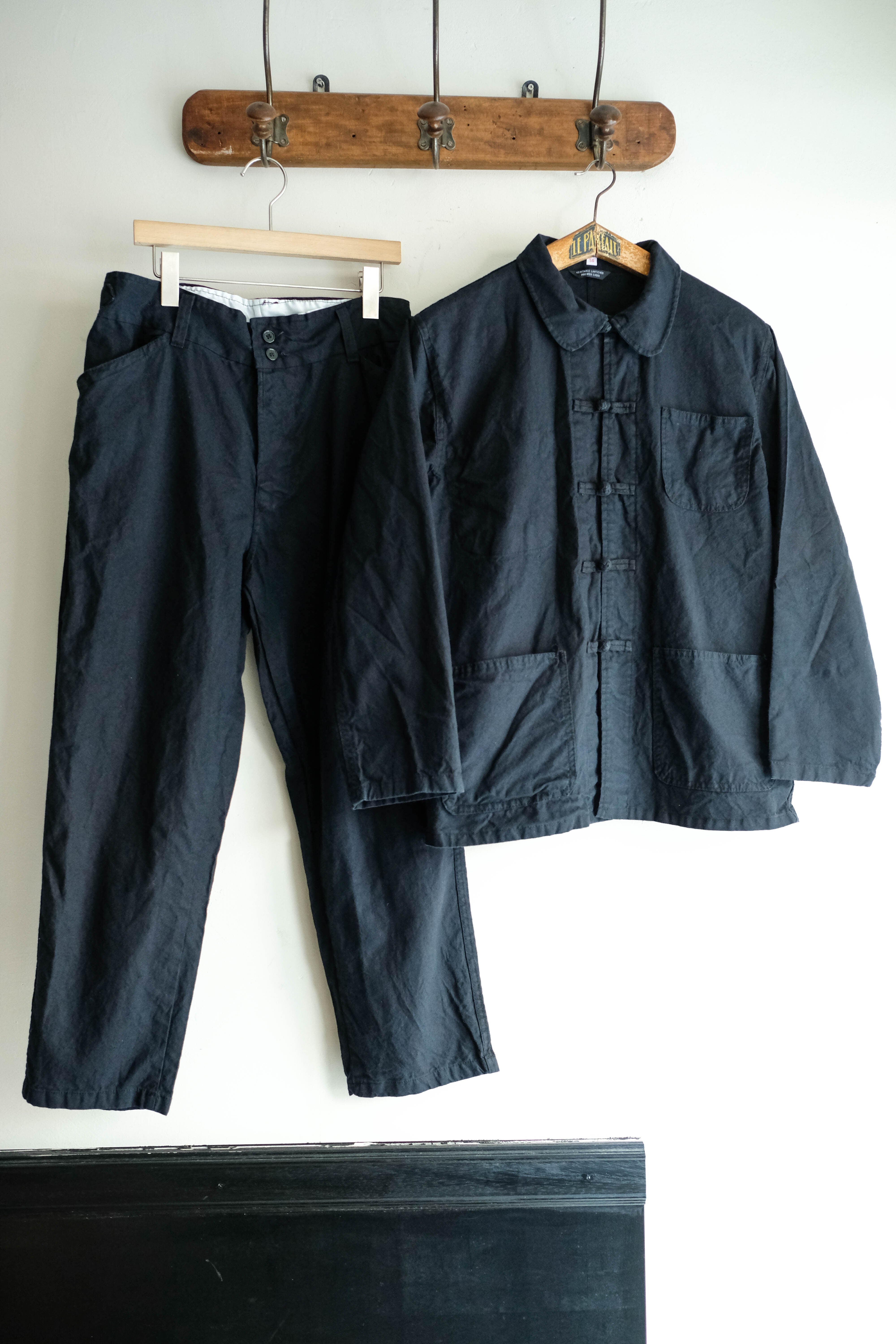 【セール】フレンチチャイナジャケット　パンツ　セットアップ　ブラック　56