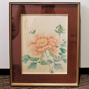 水彩画・牡丹・No.171202-04・梱包サイズ140