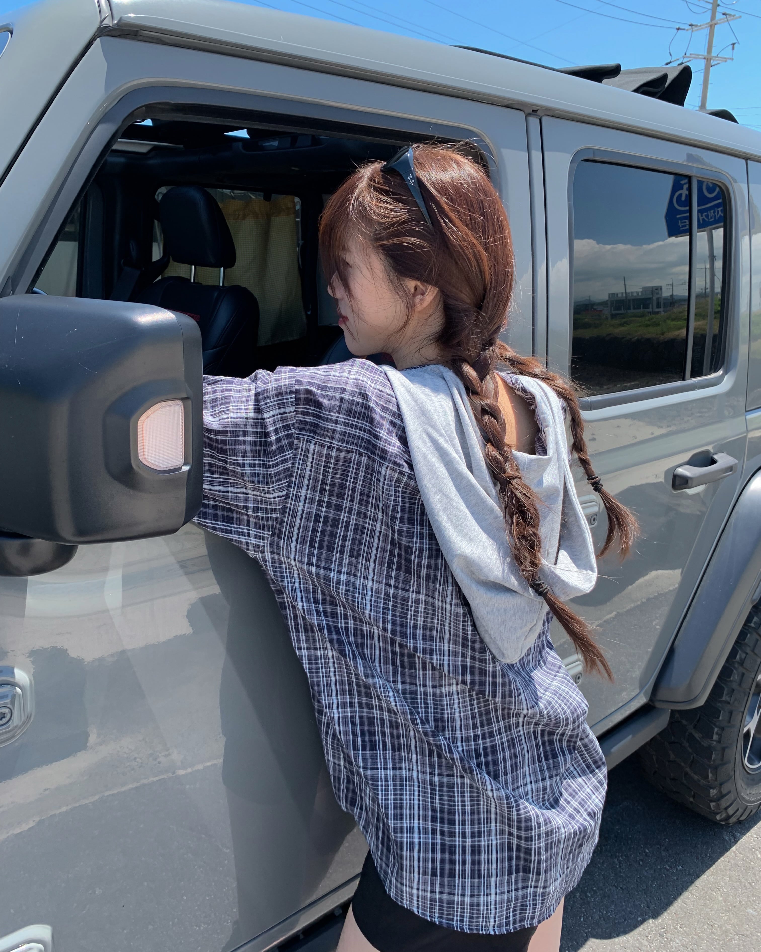 (予約)ezediary / Camp Check Hooded Shirt / 2color