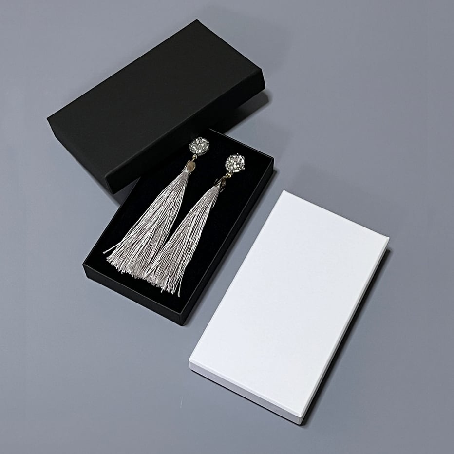 貼り箱 ギフトボックス ロングピアス(ロングイヤリング/2連ネックレス)120mm×70mm×20mm ブラック・ホワイト クリックポスト対応 B314,B315