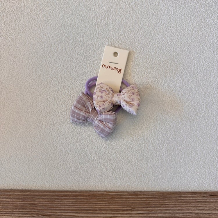 チェックリボンヘアゴム