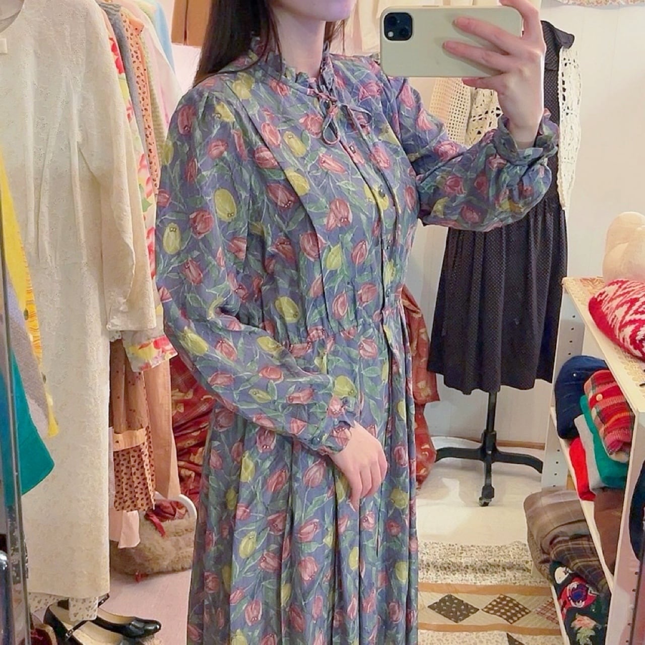 yellow red tulip frill ribbon one-piece