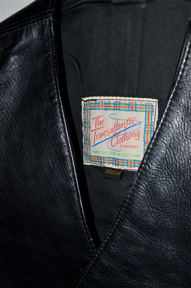The Transatlantic Clothing Company 1980s AERO LEATHER Steer Hide Leather Vest Hand Tailored in Scotland エアロレザー 80s ステアハイドレザー スコットランド製