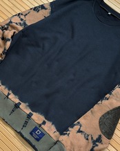 【数量限定販売】黒染めエルボパッチタイダイトレーナー In the cave