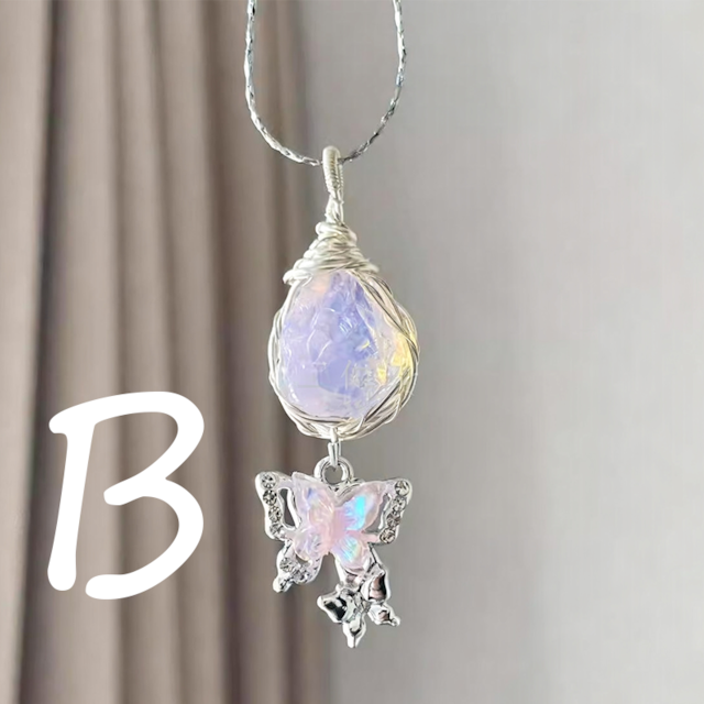 TCアクアマリン原石の蝶ネックレス 5s