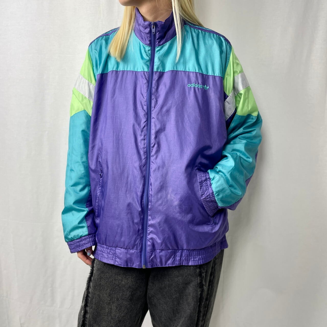80年代 adidas アディダス ナイロン トラックジャケット メンズL相当 