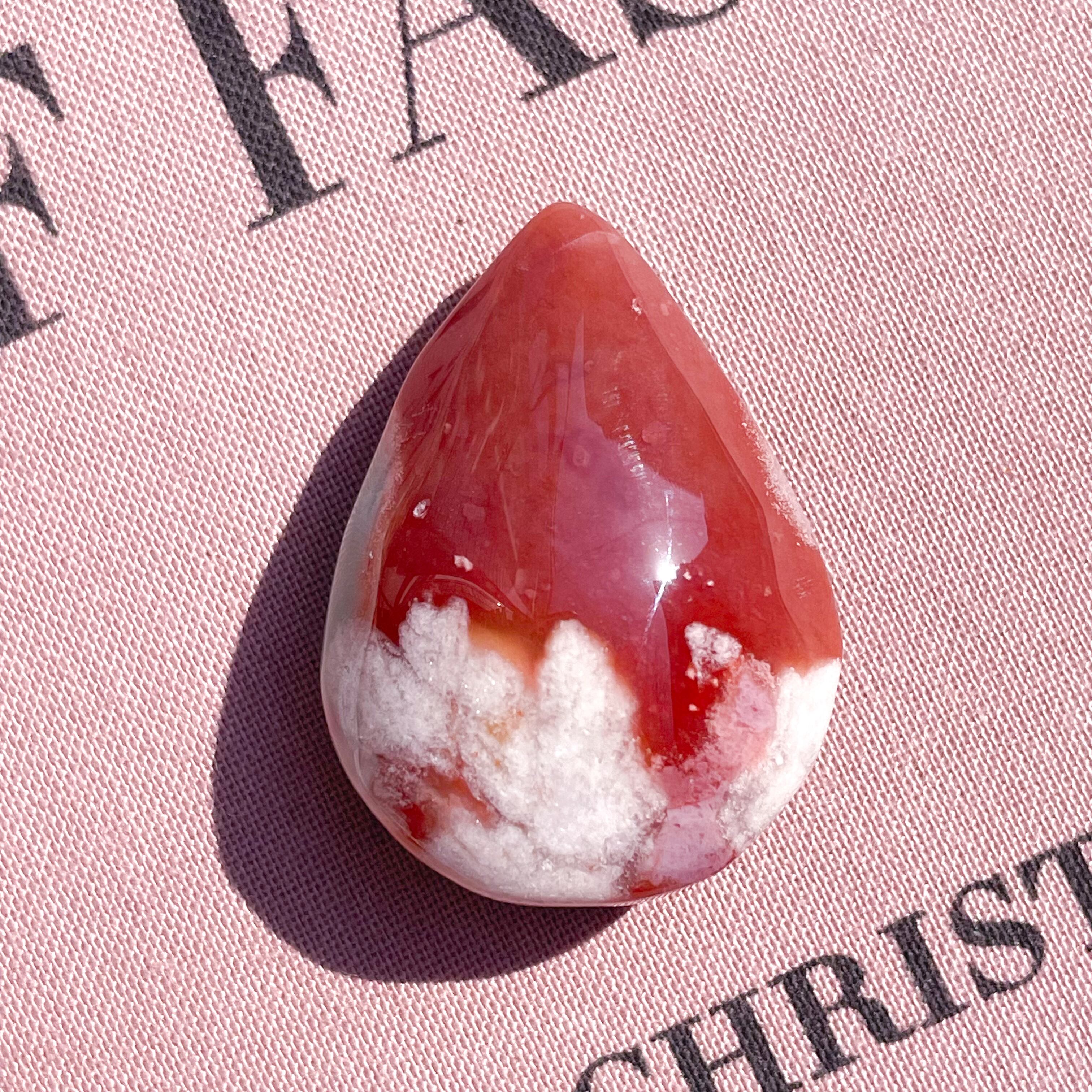 Red Flower Agate drop ✧ フラワーアゲート (桜瑪瑙)