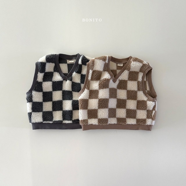 ラスト1点 M【即納】bonito // check boa vest K3217