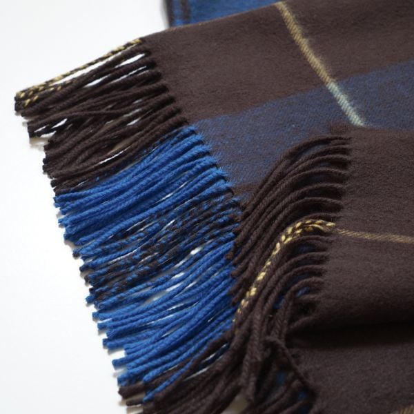 ジョンストンズ Johnstons カシミヤ大判ストール ブルー 茶 日本限定