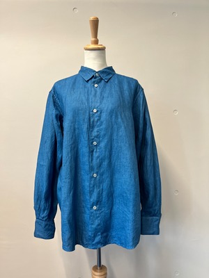 藍染リネンシャツ‐Ｌサイズ‐結の杜