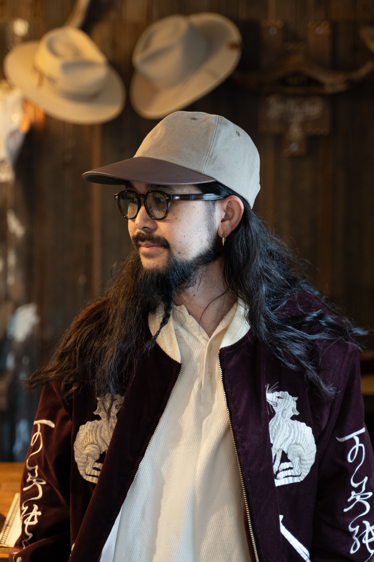 GYPSY&SONS HUNTING LEATHER LONG BILL CAP　