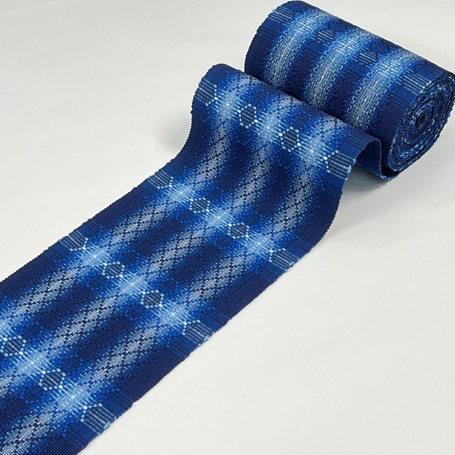 首里花織　半幅帯　濃い藍　紺　（端処理込み）4RK31093