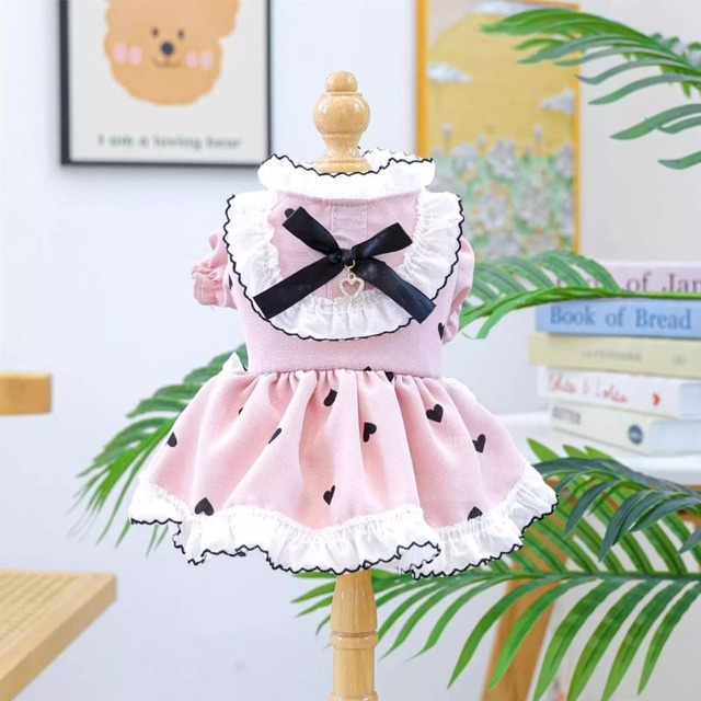 ハートモチーフのワンピース／ドレス　犬服　00887