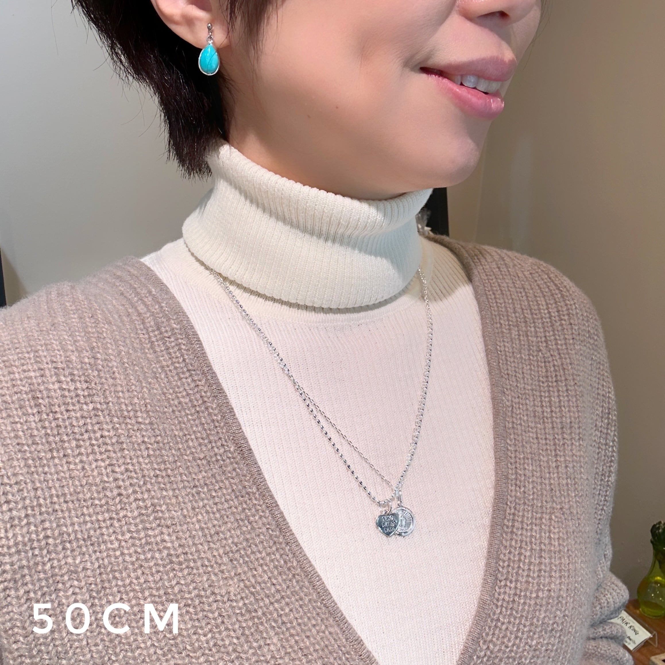 オメダイ×ハートのネックレス重ね付け2本セット【50cm】【リトル
