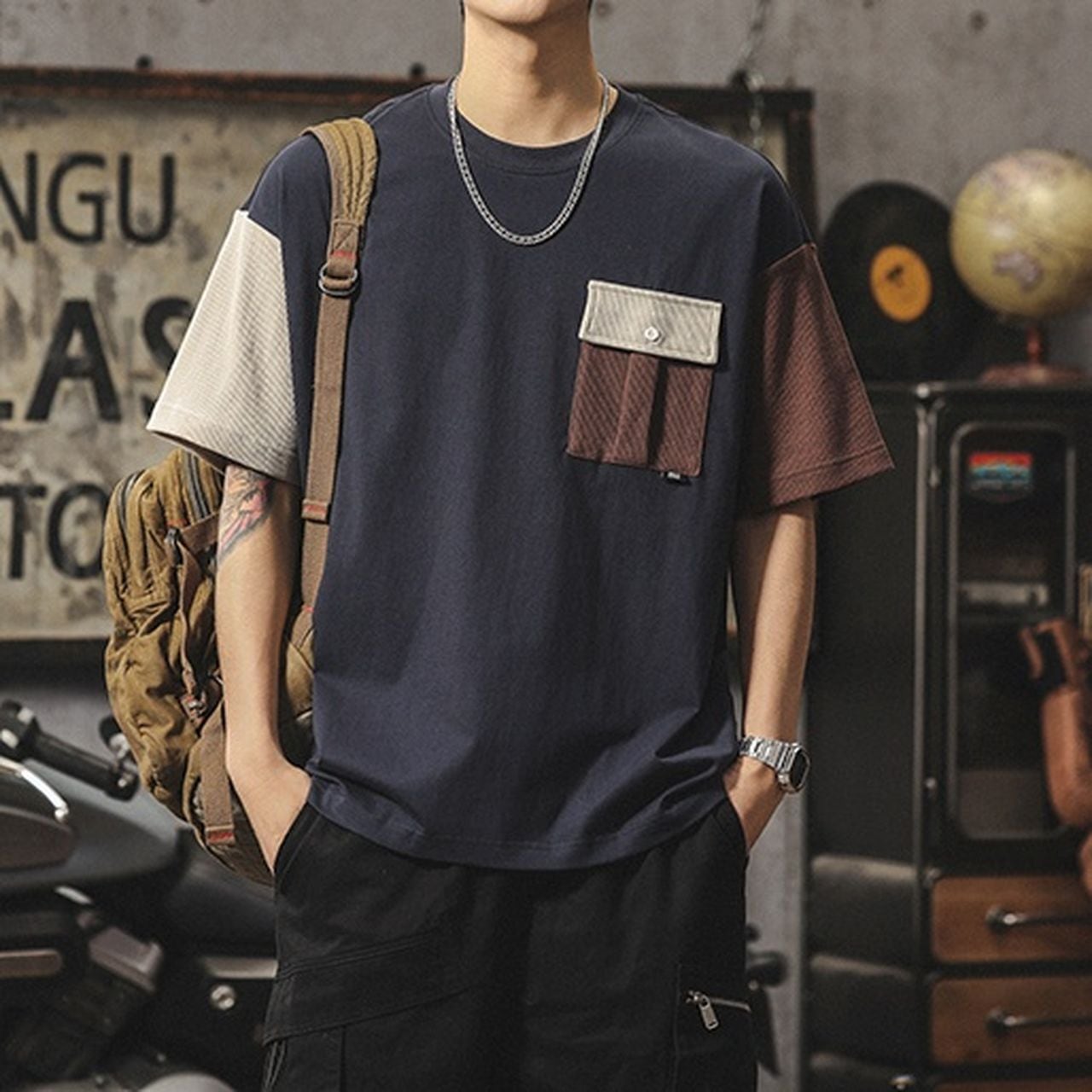 Loose retro casual short sleeve T-shirt(MT1238)