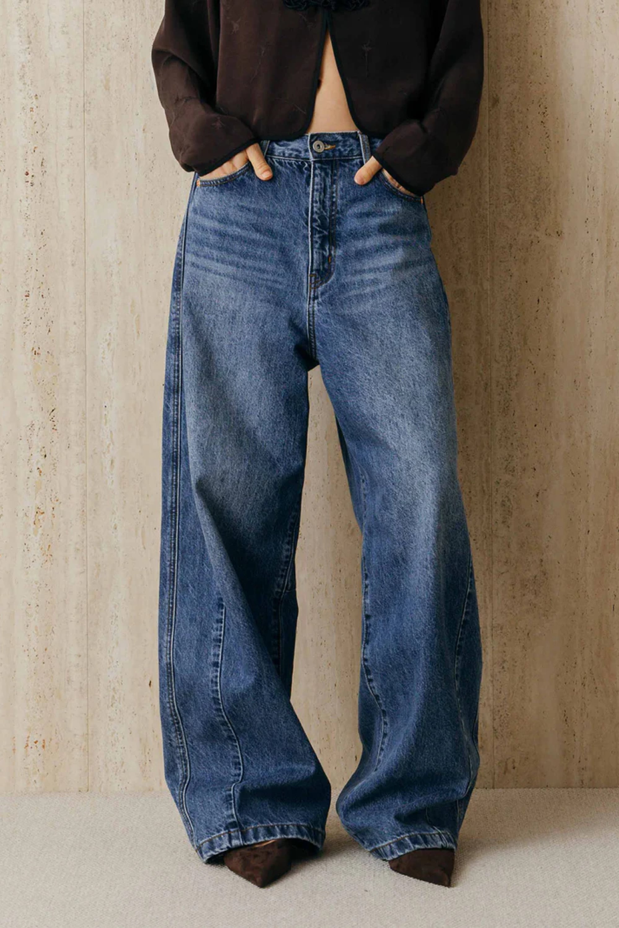 CREDONA WIDE BEETLE DENIM PANTS ワイドビートルデニムパンツ Blue