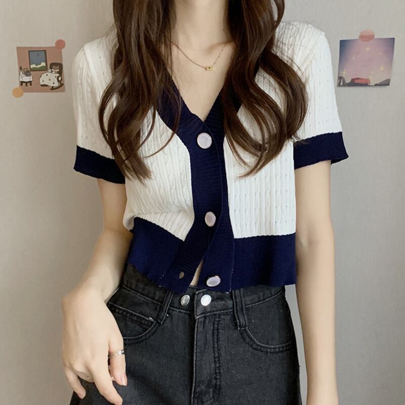 ショートニットTシャツ サマートップス 夏物 スーパーモール42946402546